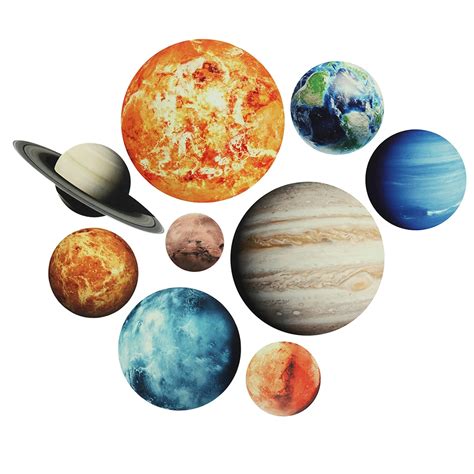 9pcs 9 Planet Solar System Fluorescent Wall Sticker DIY Planets Wall Sticker Removable Glow In ...