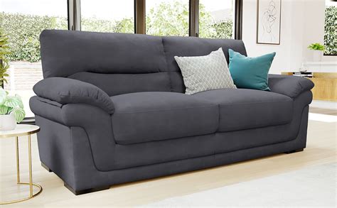 Ascot Slate Grey Plush Fabric 3 Seater Sofa | Furniture Choice