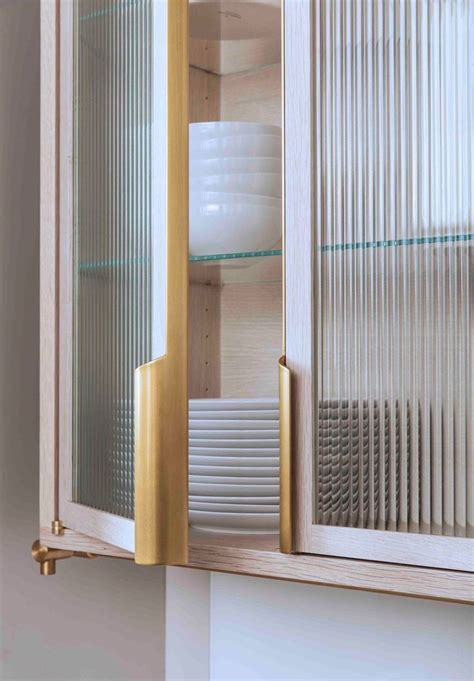 reeded glass door insert, fantastic handles | Glass cabinet doors ...