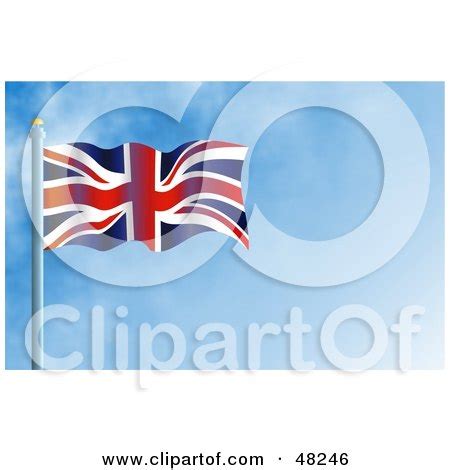 Waving Union Jack Flag Against A Blue Sky Posters, Art Prints by - Interior Wall Decor #48246