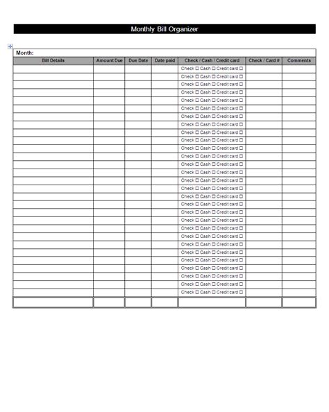 Free Monthly Bill Organizer Spreadsheet — db-excel.com