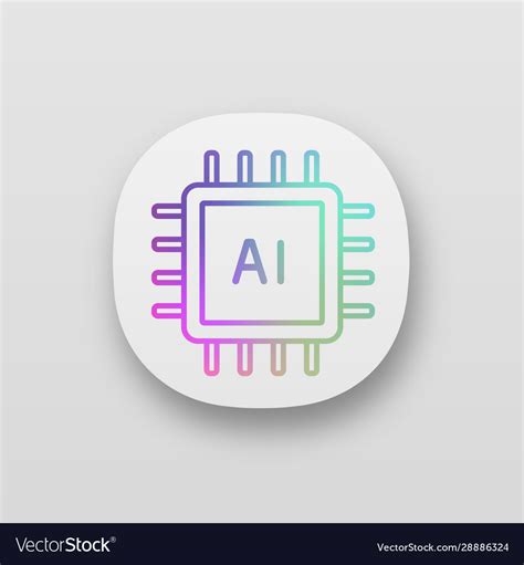 Ai processor app icon Royalty Free Vector Image