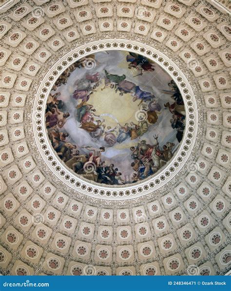 Art at the Top of the US Capitol Rotunda Dome Editorial Photo - Image ...