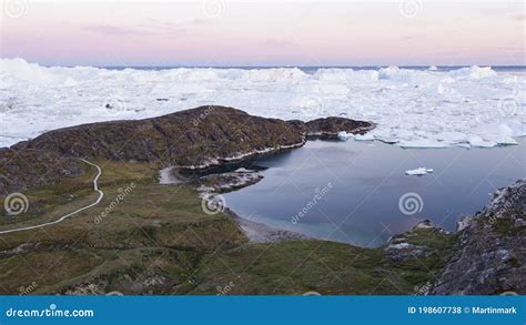 Natureza Da Paisagem árctica Com Icebergs E Gelo No Icefjoro Da Gronelândia Imagem Aérea Do Gelo ...