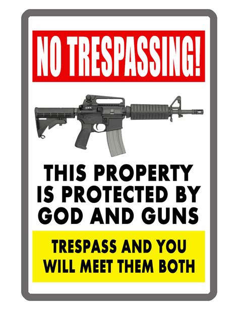 NO TRESPASSING GOD & GUN SIGN CUSTOM METAL SIGN Durable Aluminum NO RUST GG#284 | eBay