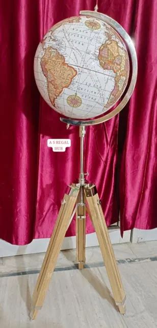 MODERN MAP ATLAS World Globe With Wooden Tripod Stand Globe Floor Decor 18" Big £302.00 ...