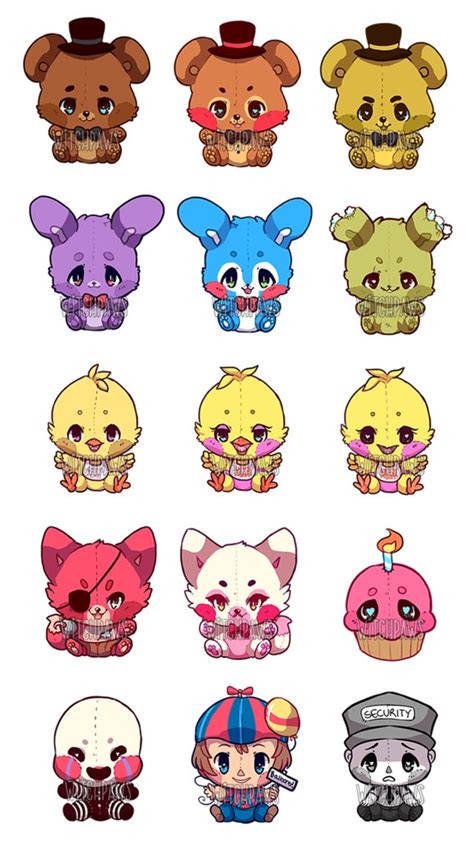 FNaF's Chibi | Fnaf, Dibujos animados bonitos, Pegatinas bonitas