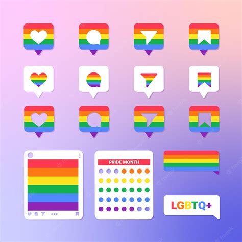 Premium Vector | Rainbow lgbtq pride month icons for social media