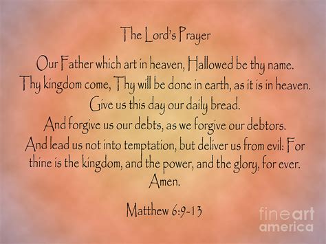 The Lords Prayer Matthew Bible Verse Digital Art by Angela Sullivan