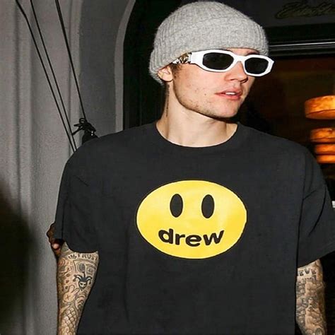 Drew House Camiseta Justin Bieber Smileys Face Logo Hombre Algodón Drew House Camisetas ...