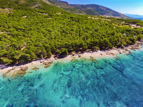 Aerial view of Zlatni rat beach in Bol, Brac Island, Croatia - Stock Image - F041/2510 - Science ...