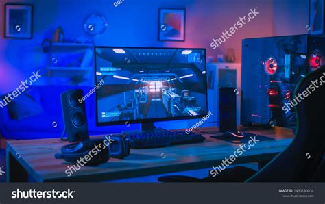 8 Powerful Personal Computer Gamer Rig With First Person Shooter Game On Stock Photos, Images ...