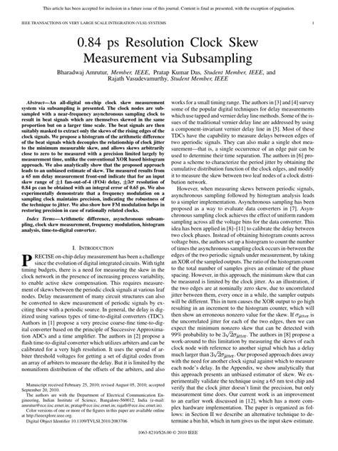 (PDF) 0.84 ps Resolution Clock Skew Measurement via Subsampling