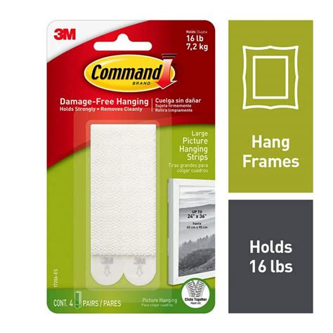 Command Large Picture Hanging Strips, White, Damage Free Hanging, 4 Pairs 17206 - The Home Depot