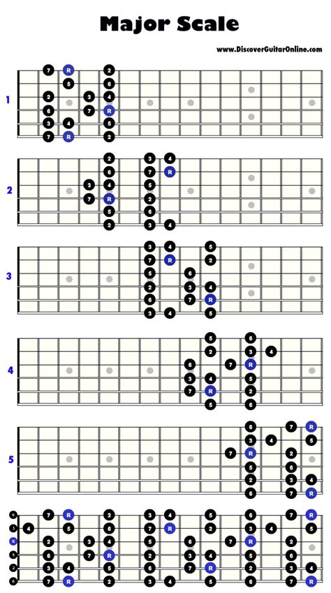 Major Scale: 5 patterns | Guitar lessons, Ovation guitar, Guitar tips