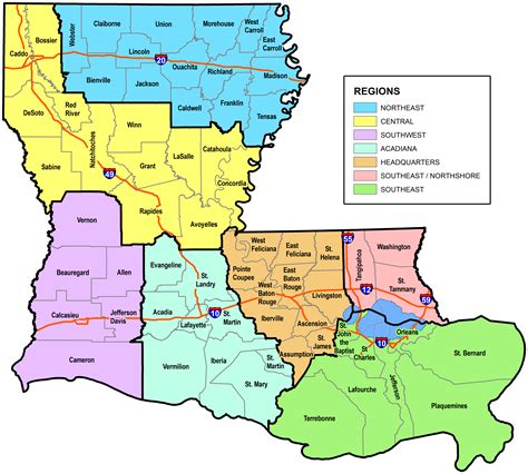 Louisiana Map With Parishes Names | semashow.com