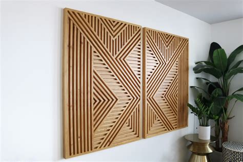 Set of 2 modern accommodated wood art - Wood Wall Art, Wall Sculpture ...