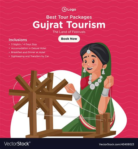 Banner design of gujarat tourism Royalty Free Vector Image