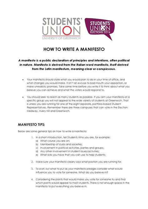 How To Write A Manifesto by Greenwich Students' Union - Issuu