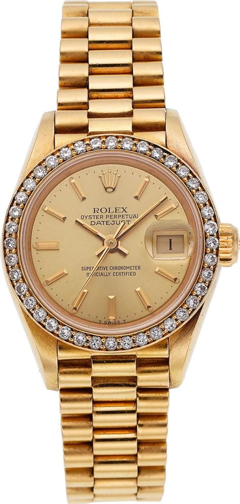 Sold Price: Rolex Lady's Gold Oyster Perpetual Datejust Watch, circ - December 1, 0116 10:00 AM CST