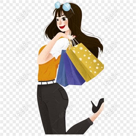 Free Cartoon Fashion Shopping Girl Character Design Free PNG PNG & PSD ...