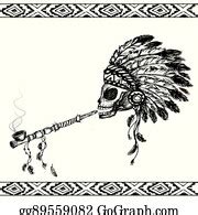 4 North American Indian With Peace Pipe Clip Art | Royalty Free - GoGraph