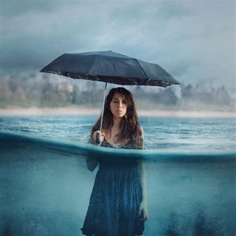 2932x2932 Photography Manipulation Umbrella Girl Women Rain Ipad Pro ...