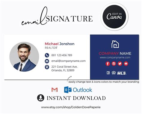 Create professional email signature in minutes! This email signature template is perfect for ...