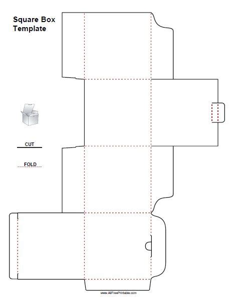 Square Box Template | Paper box template, Box template, Box template printable