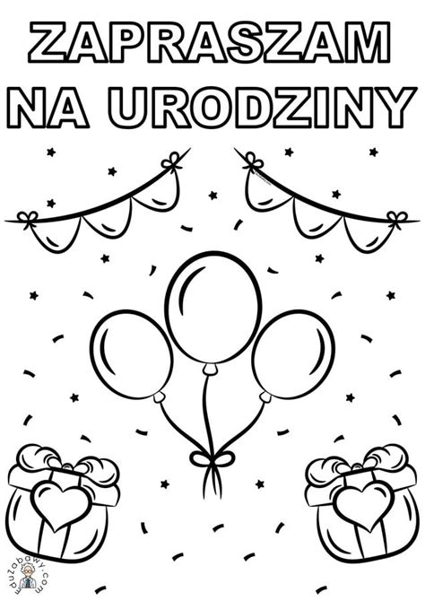 Zaproszenie na urodziny: Kolorowanka online oraz do druku dla dzieci