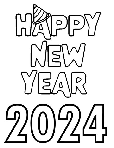 New Year 2024 Image coloring page - Download, Print or Color Online for Free