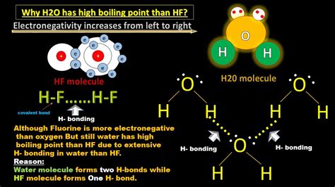 Why does water has a higher boiling point than HF | Hydrogen bonding in water and hydrogen ...