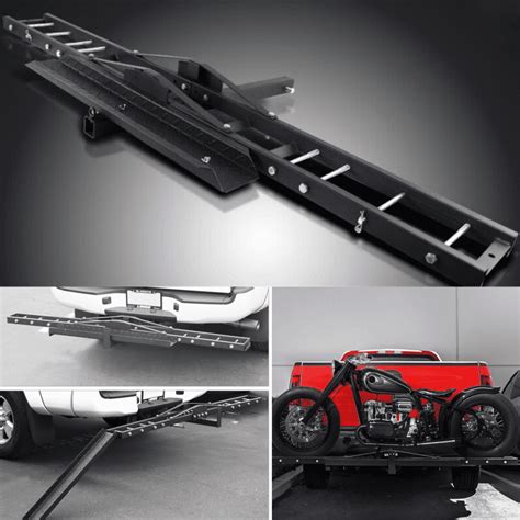 500 LBS Heavy Duty Motorcycle Dirt Bike Scooter Carrier Hitch Rack Hauler Trailer with Loading ...