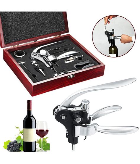 9PCS Wine Bottle Opener Set Kit Corkscrew Stopper Foil Cutter + Retro ...