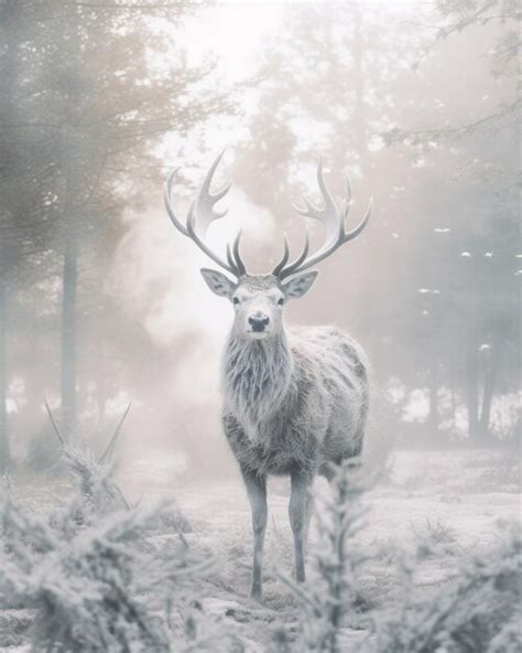 Premium AI Image | A deer in forest in snow winter