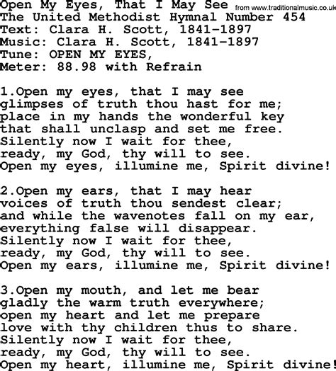 Ascension Hymn: Open My Eyes, That I May See - lyrics, and PDF