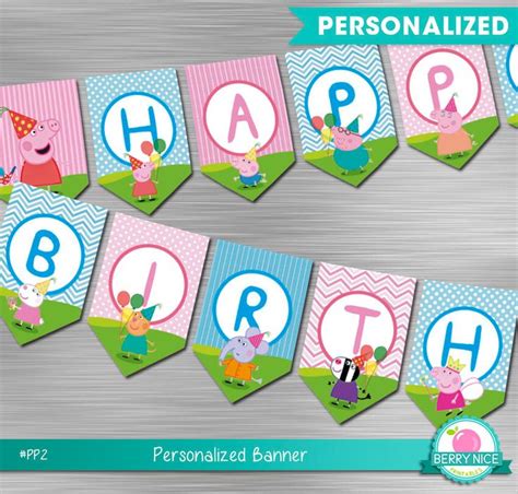 Peppa Pig Birthday Banner, Peppa Pig Happy Birthday Banner, Peppa Pig ...