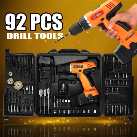 New 92Pcs 18V Electric Drill Cordless Drill Driver Power Drills Tool ...