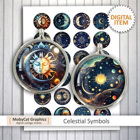 Celestial Symbols Printable Download 12mm 14mm 16mm 18mm 20mm for Earrings, Cabochon Pendants ...