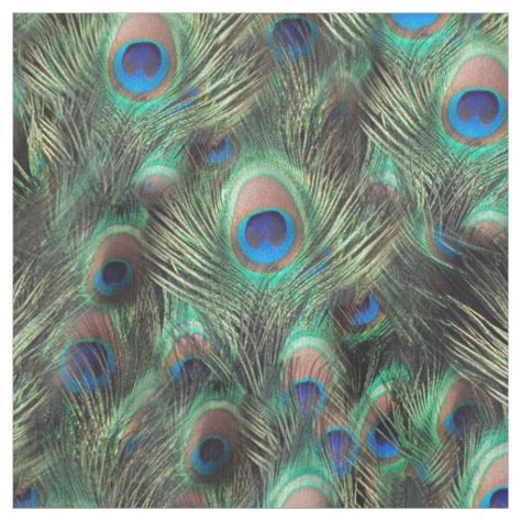 Beautiful Peacock Feather Green Blue Animal Print Fabric | Zazzle