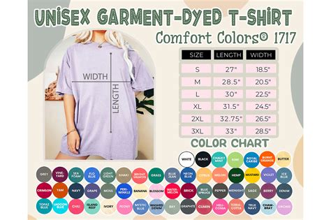 Comfort Colors 1717 Size Chart Graphic by donalpack65 · Creative Fabrica