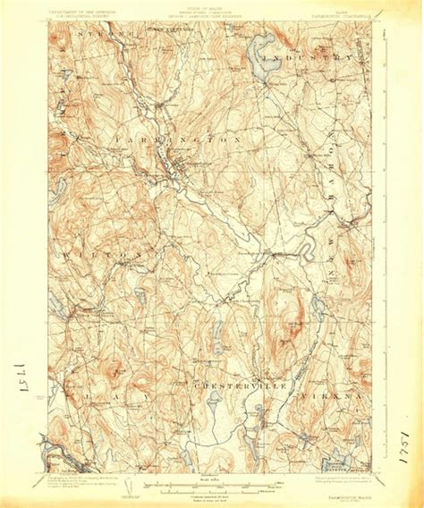 Farmington, Maine 1924 (1924) USGS Old Topo Map Reprint 15x15 ME Quad 460387 - OLD MAPS