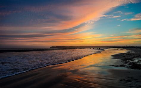 배경 화면 샌디에고, 캘리포니아, 미국, 해변, 바다, 일몰 1920x1200 HD 그림, 이미지