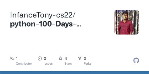 GitHub - InfanceTony-cs22/python-100-Days-Challenge