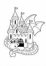 Coloring Dragon Castle Pages Medieval Geology Drawing Colouring Castles  sketch template