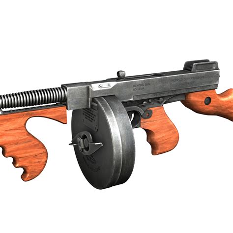 Thompson Model 1928 Submachine Gun 3D Model | FlatPyramid