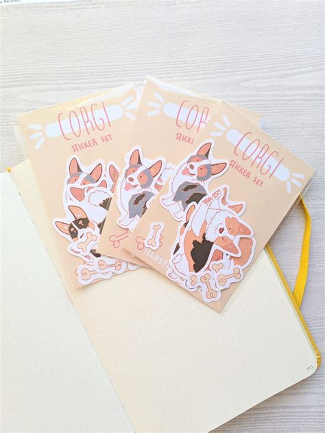 Corgi Sticker Set Cute Corgi Stickers Cute Dog Sticker Set | Etsy