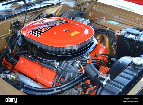 A Dodge 440 Six Pack engine on display at a car show Stock Photo - Alamy