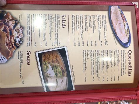 Menu at El Molino Mexican Restaurant, Waseca