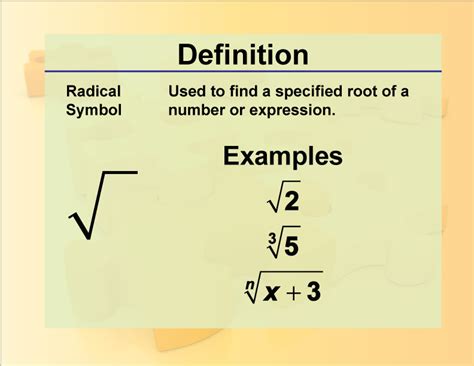 Definition--Rationals and Radicals--Radical Symbol | Media4Math